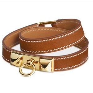 Hermès Rivale Double Tour Bracelet Gold & Brown